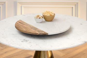 Ronde eettafel ELEGANCIA 100cm messing wit marmer ijzer met, Ophalen of Verzenden, Nieuw