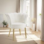 Fauteuil Stella, dikke vulling, 67x64x76cm - Imitatiebond cr, Verzenden, Nieuw