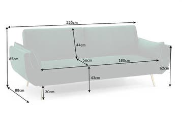 Retro slaapbank DIVANI 220cm smaragdgroen fluweel gouden, Ophalen of Verzenden, Nieuw