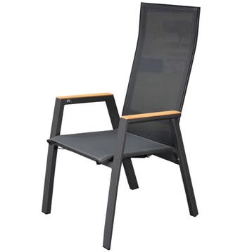 Nancy dining tuinstoel aluminium teak antraciet, Ophalen of Verzenden, Nieuw, Aluminium