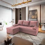 *SALE* Slaapbank/Hoekbank met opbergruimte Rio Roze €449, Huis en Inrichting, Banken | Bankstellen, Verzenden, Hoekbank, 75 tot 100 cm