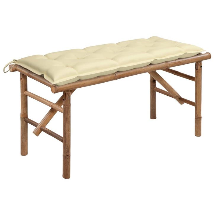 vidaXL Tuinbank inklapbaar met kussen 118 cm bamboe, Tuin en Terras, Tuinbanken, Nieuw, Hout, Verzenden