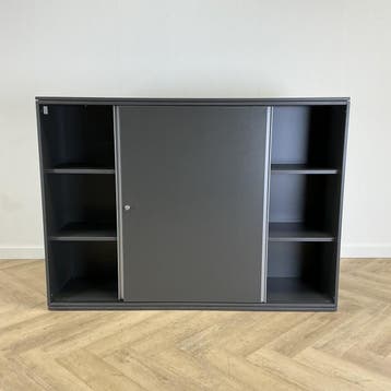 Haworth schuifdeurkast vv 4 legborden + sleutel  116x160x43, Huis en Inrichting, Ophalen of Verzenden, Gebruikt