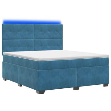 vidaXL Boxspringbed met matras Blauw 140 x 200 cm Fluweel, Verzenden, Nieuw, Blauw, Stof
