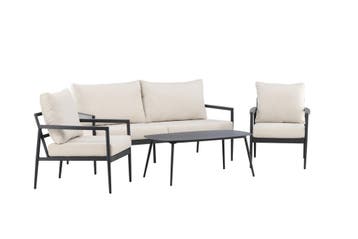 loungeset-floris-met-tuintafel-zwart-beige-aluminium-the-out, Verzenden, Nieuw