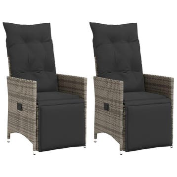 vidaXL Tuinstoelen 2 st verstelbaar met kussens poly rattan, Tuin en Terras, Tuinstoelen, Verzenden, Nieuw