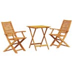 vidaXL Vouw Bistro Set 3 pcs Bruin Massief Acaciahout, Verzenden, Nieuw, 3 zitplaatsen