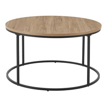 [en.casa] Salontafel Kuhmoinen rond 45x80 cm zwart mat en ho, Verzenden, Nieuw