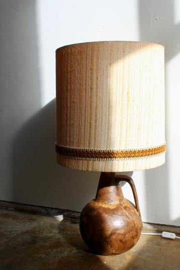 Vloerlamp, tafellamp West Germany, Vintage, Textiel, E27 (groot), Dimbaar