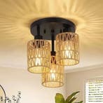Handgemaakte rotan plafondlamp boho E27 naturel, Huis en Inrichting, Lampen | Plafondlampen, Verzenden, Nieuw