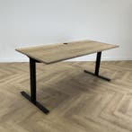 verstelbaar bureau 180x80 cm,  natuur eiken  - zwart, Ophalen of Verzenden, In hoogte verstelbaar, Gebruikt