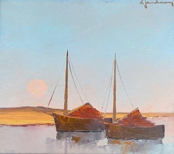 Leo Jordaens (1944-2000) - Zeilbootjes op het water, Antiek en Kunst