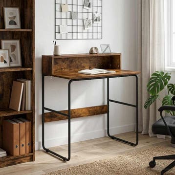 vidaXL Bureau met opbergruimte Gerookt eiken 80 x 50 x 91 cm, Verzenden, Nieuw