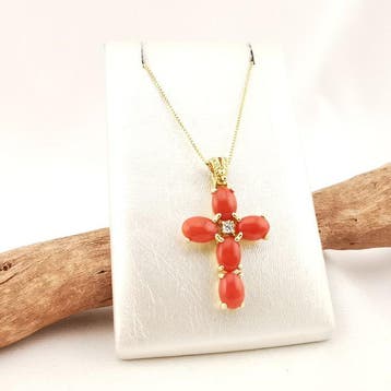 Koraal - Zilver - Ketting met hanger - handgemaakt, Antiek en Kunst