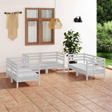 vidaXL 6-delige Loungeset massief grenenhout wit, Verzenden, Nieuw, Loungeset