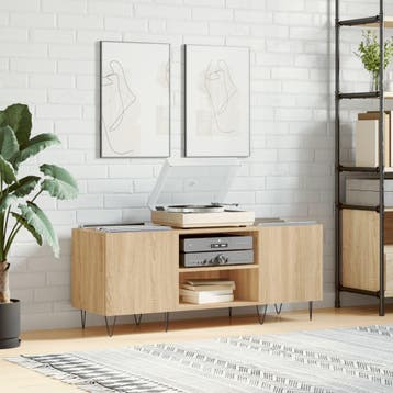 vidaXL Platenkast 121x38x48 cm bewerkt hout sonoma, Verzenden, Nieuw