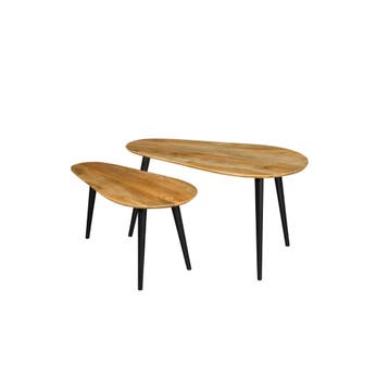 Salontafel Mangohout S Milo - Set Van 2, Verzenden, Nieuw, Industriële meubels, Overige vormen