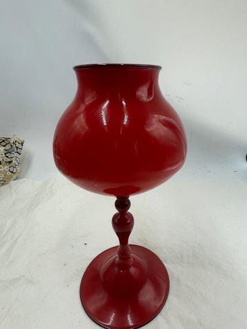 Livio Campanella - Vaas - Muranoglas - Vuurrood kelk, Antiek en Kunst
