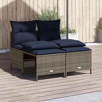 vidaXL 4-delige tuinbankset met kussens, grijs polyrotan, Verzenden, Nieuw, 4 zitplaatsen