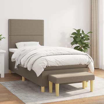 vidaXL Boxspring met matras stof taupe 90x190 cm, 90 cm, Eenpersoons, Verzenden, Nieuw