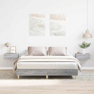 vidaXL Bedframe zonder matras 140x200 cm spaanplaat grijs, Verzenden, 140 cm, 200 cm, Grijs
