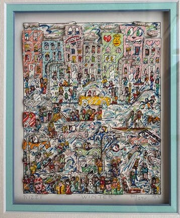 James Rizzi (1950-2011) - “WINTER” (1988) - Numbered 80/250, Antiek en Kunst