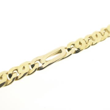Oro Azzurro bicolor gouden Figaroschakel ketting; 50 cm, Ophalen of Verzenden, Gebruikt, Goud, Goud