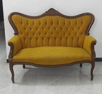 Sofa - hard hout, Fluweel - In de stijl van Luigi Filippo
