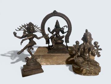Indiaase en Nepalese bronzen godheden – Set van 3 – Dansende