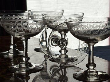 zeer mooie antieke Coupe champagneglazen - Drinkglas (6) -, Antiek en Kunst