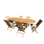 Uitschuif eettafel teak + 6 stoelen, Ophalen of Verzenden, Nieuw