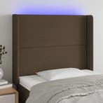 vidaXL Hoofdbord LED 103x16x118/128 cm stof donkerbruin, Huis en Inrichting, Verzenden, Nieuw, Bruin, Stof
