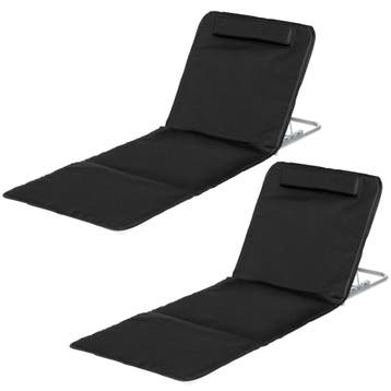 Strandmat Set Van 2 Opvouwbare Strandligstoel 5-traps Hoogte, Verzenden, Nieuw