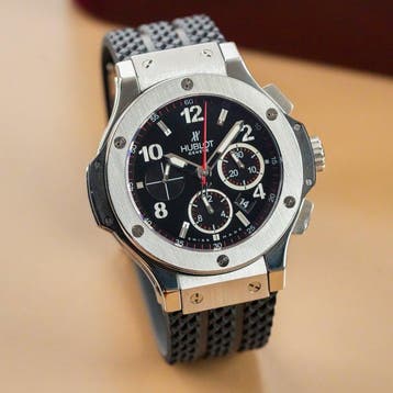Hublot - Big Bang Unworn Steel Black Chronograph -, Nieuw