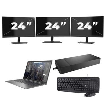 HP ZBook Firefly 15 G7 -   i7-10e  8GB  - 256GB  + 3x 24 inc, Verzenden, Refurbished, HP, SSD
