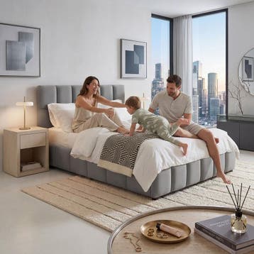 Bedset met gestoffeerd bed en matras, Verzenden, Nieuw