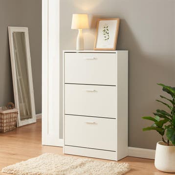Schoenenkast Sykkylven 3 kleppen wit 103x60x24 cm [en.casa], Verzenden, Nieuw