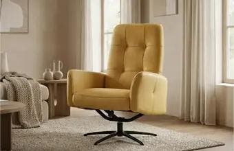 Gele leren fauteuil, Ophalen of Verzenden, Nieuw, Leer