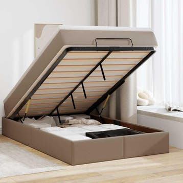 vidaXL Ottoman bed met matras 120x200cm kunstleer, Overige materialen, Bruin, Verzenden, Nieuw