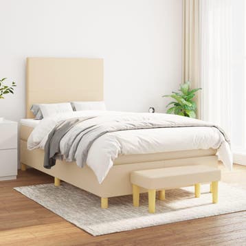 vidaXL Boxspring met matras stof crèmekleurig 120x200 cm, Verzenden, Nieuw, Twijfelaar, 120 cm