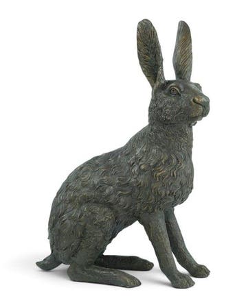 sculptuur, Large Seated Hare - 38 cm - Brons, Antiek en Kunst