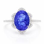 Zonder minimumprijs - Ring Platina - 3.09ct. tw. Tanzaniet -, Nieuw