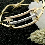 Arpas tricolor gouden slavenarmband met zirconia; Maat M/L, Gebruikt, Overige kleuren, Ophalen of Verzenden, Met edelsteen