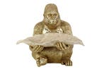 Sculptuur GORILLA 40cm bladkom goudbeige - 48063, Ophalen of Verzenden, Nieuw