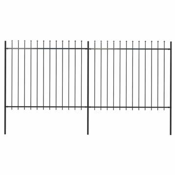 vidaXL Tuinhek met speerpunt staal 337x150 cm zwart, Verzenden, Nieuw, IJzer, 2 meter of meer
