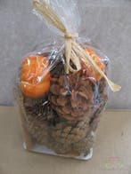 Herfstmix dennenappel deco mix Naturel/Oranje, Hobby en Vrije tijd, Knutselen, Ophalen of Verzenden, Nieuw