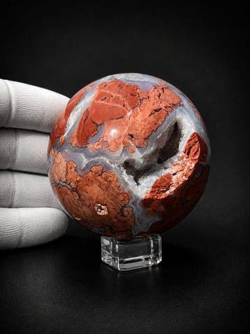 Verzamelaars Candy Cotton Agate Bol met sprankelende druzen