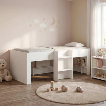 vidaXL Kinder Hoogslaper Wit 80 x 200 cm Bewerkt hout, Eenpersoons, Verzenden, Wit, Nieuw