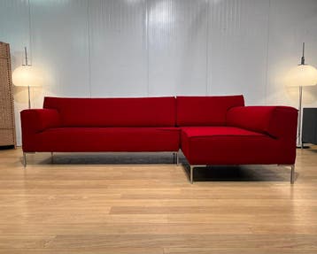 Design on Stock Bloq Hoekbank Ploegwol Rood Nieuwstaat, 250 tot 300 cm, Verzenden, Design Bank Bankstel Zetel Hoekbank Design on Stock