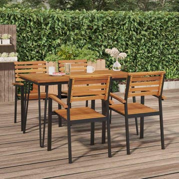 vidaXL Tuintafel met haarspeldpoten 140x80x75 cm massief, Verzenden, Nieuw, Hout